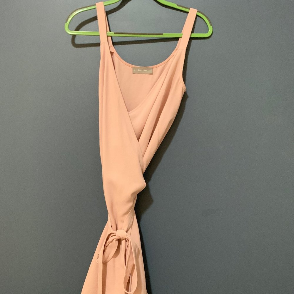 Everlane Japanese Go-Wave Wrap Dress in Light Pink
